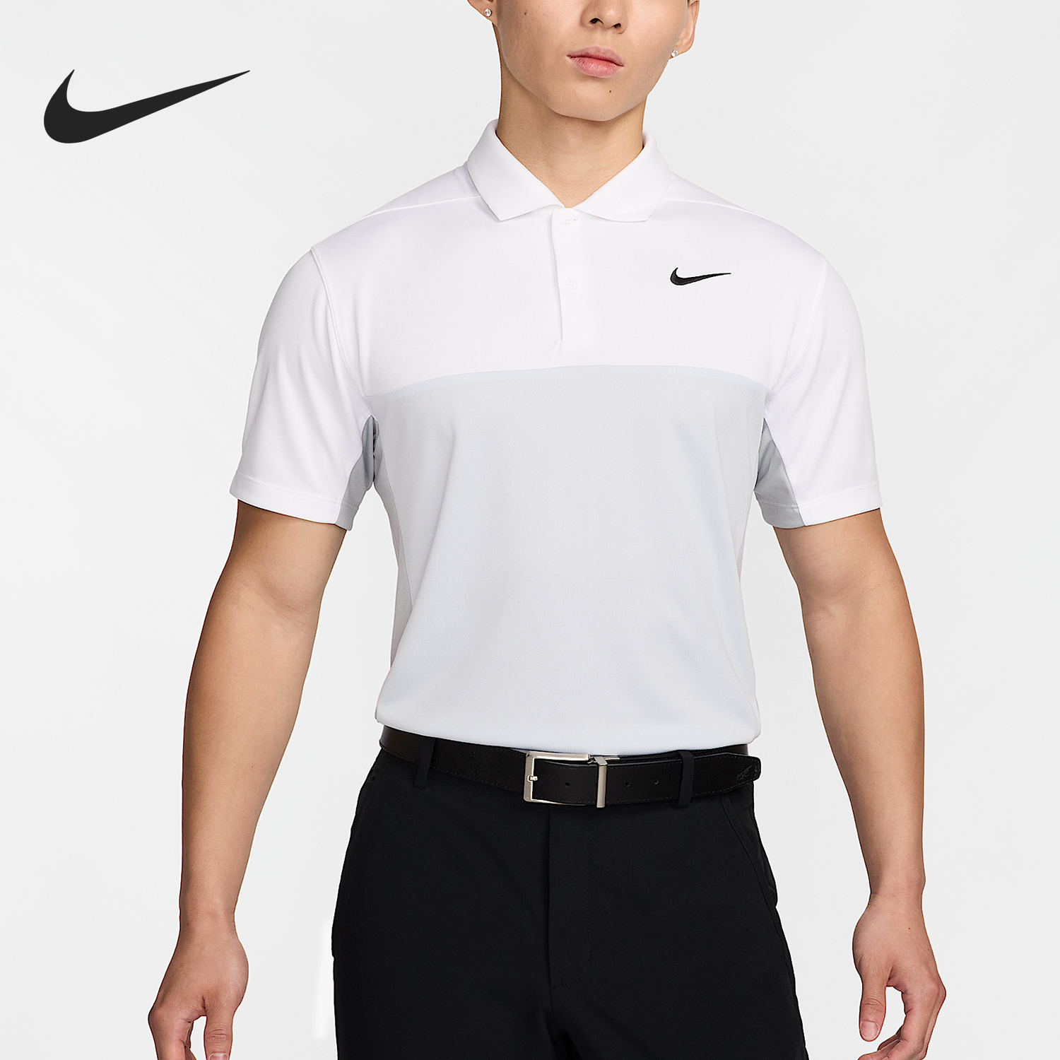 Nike/耐克正品2025男士透气套头拼接高尔夫球POLO衫FQ1115-100