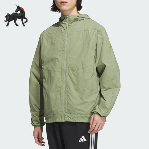 Adidas/阿迪达斯正品2025男士梭织透气经典连帽运动夹克JZ8403