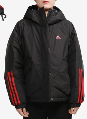 Adidas/阿迪达斯正品2025女士户外运动经典保暖连帽棉服GN7376