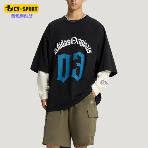 Adidas/阿迪达斯正品三叶草男士透气运动时尚字母短袖T恤KT3039
