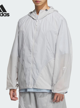 Adidas/阿迪达斯官方正品2025男士轻薄宽松连帽运动外套JZ8715