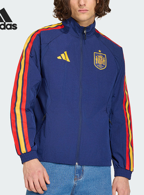 Adidas/阿迪达斯正品西班牙队足球运动经典男士立领外套JZ2253
