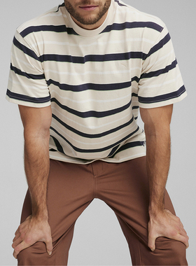Puma/彪马正品26夏MMQ STRIPED TEE男士圆领透气条纹休闲时尚短袖