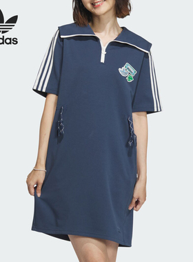 Adidas/阿迪达斯官方正品三叶草女士运动短袖翻领连衣裙IW6305
