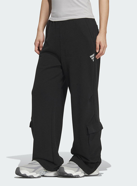 Adidas/阿迪达斯正品2025冬季款女士日常针织直筒耐穿长裤KS0076