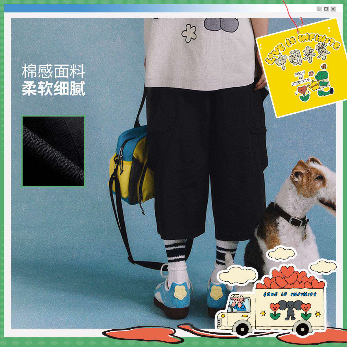 李宁正品TYAKASHA联名系列男女同款直筒宽松七分休闲裤AKQV035