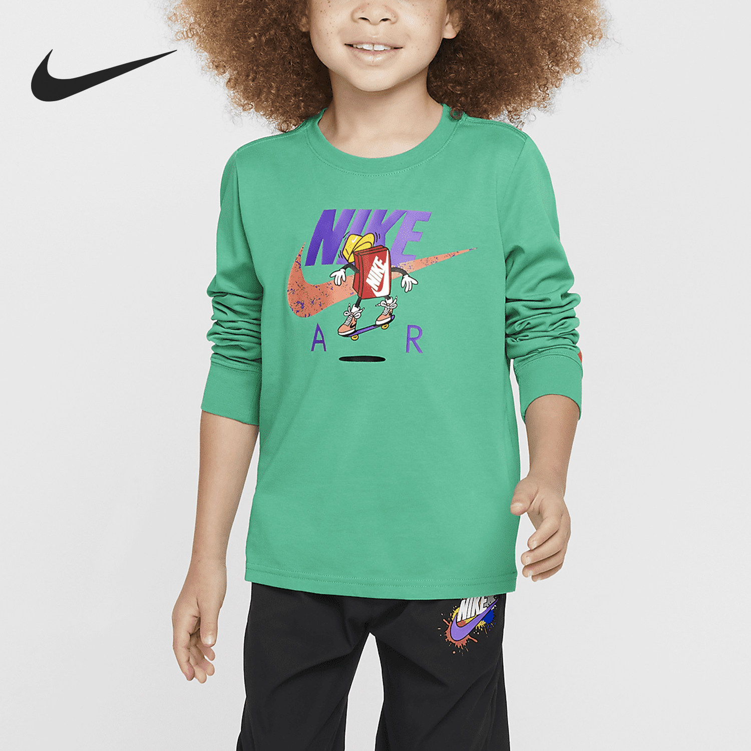 Nike/耐克正品2024新款小童针织亲肤圆领长袖T恤HQ7921-324,童装/婴儿装/亲子装,T恤,淘宝优惠券,粉丝福利购,淘宝优惠卷