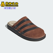 Adidas JI1499 男女复古绒面平底包头舒适拖鞋 阿迪达斯正品 新款