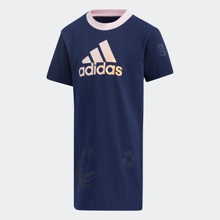 Adidas/阿迪达斯正品女童夏季印花短袖运动连衣裙 GP0428