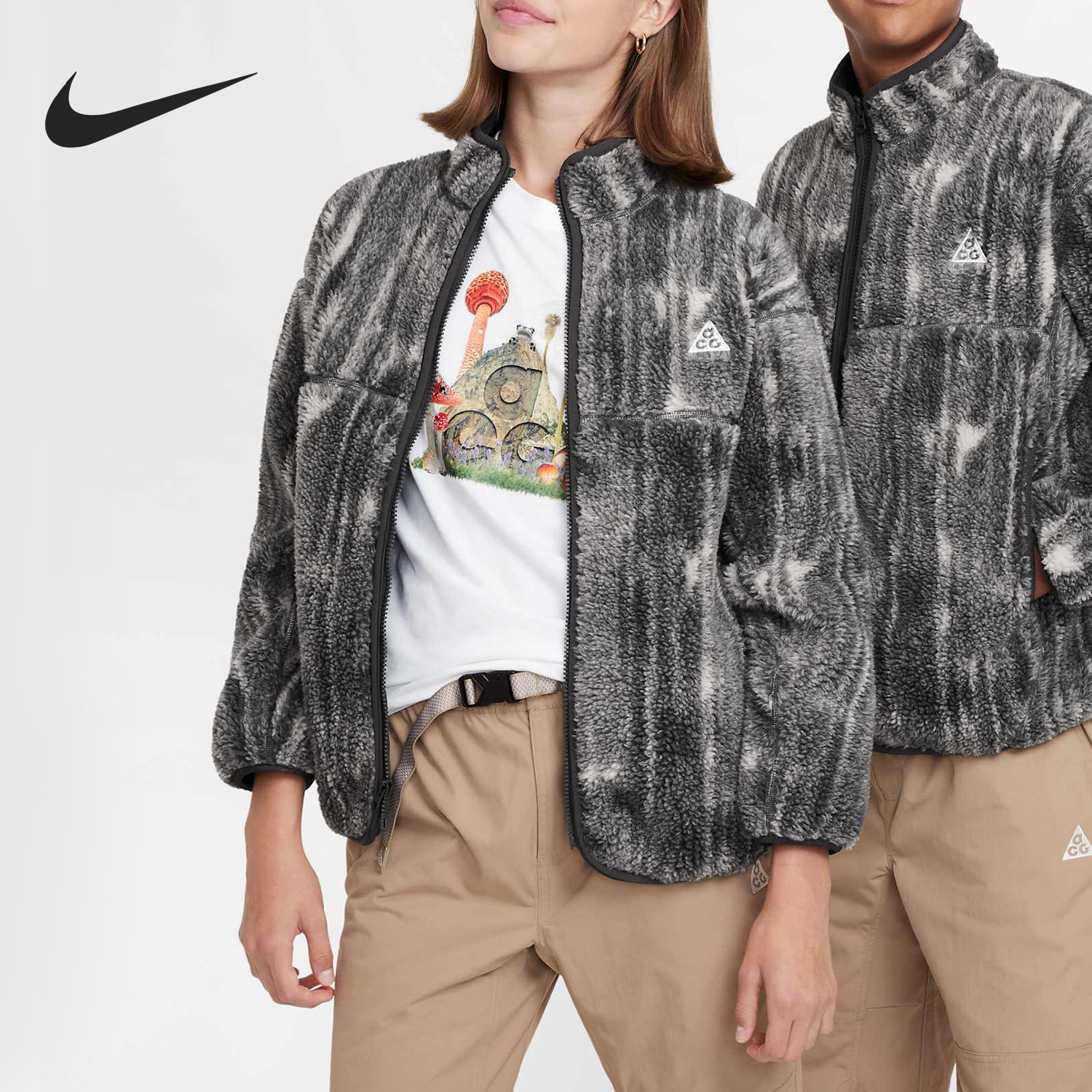 Nike/耐克正品新款大童时尚保暖宽松羊羔绒外套FZ5410-104