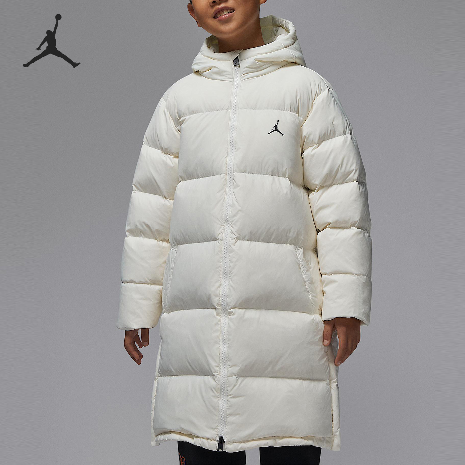 Nike/耐克正品Jordan Flight大童连帽保暖中长款羽绒服IQ9982-133