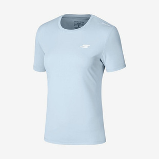 SLEEVE Skechers 斯凯奇正品 SHORT 上衣 TEE女子圆领休闲短袖