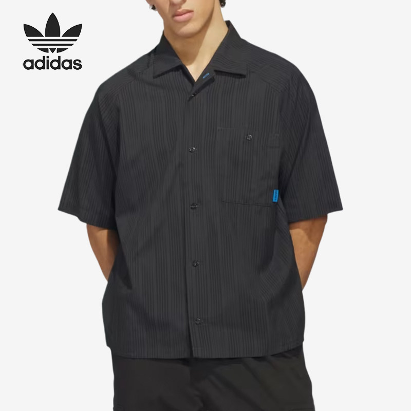 Adidas/阿迪达斯正品三叶草复古纽扣男女经典休闲短袖衬衫KC6300