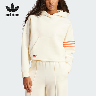 Adidas/阿迪达斯正品三叶草女士套头宽松时尚简约连帽卫衣JI8502