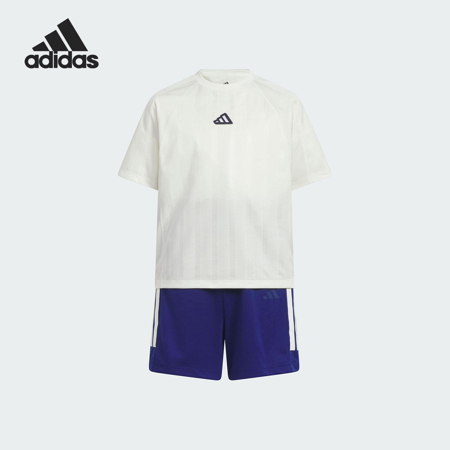 Adidas/阿迪达斯正品2025夏季款儿童透气经典运动休闲套装KA1020