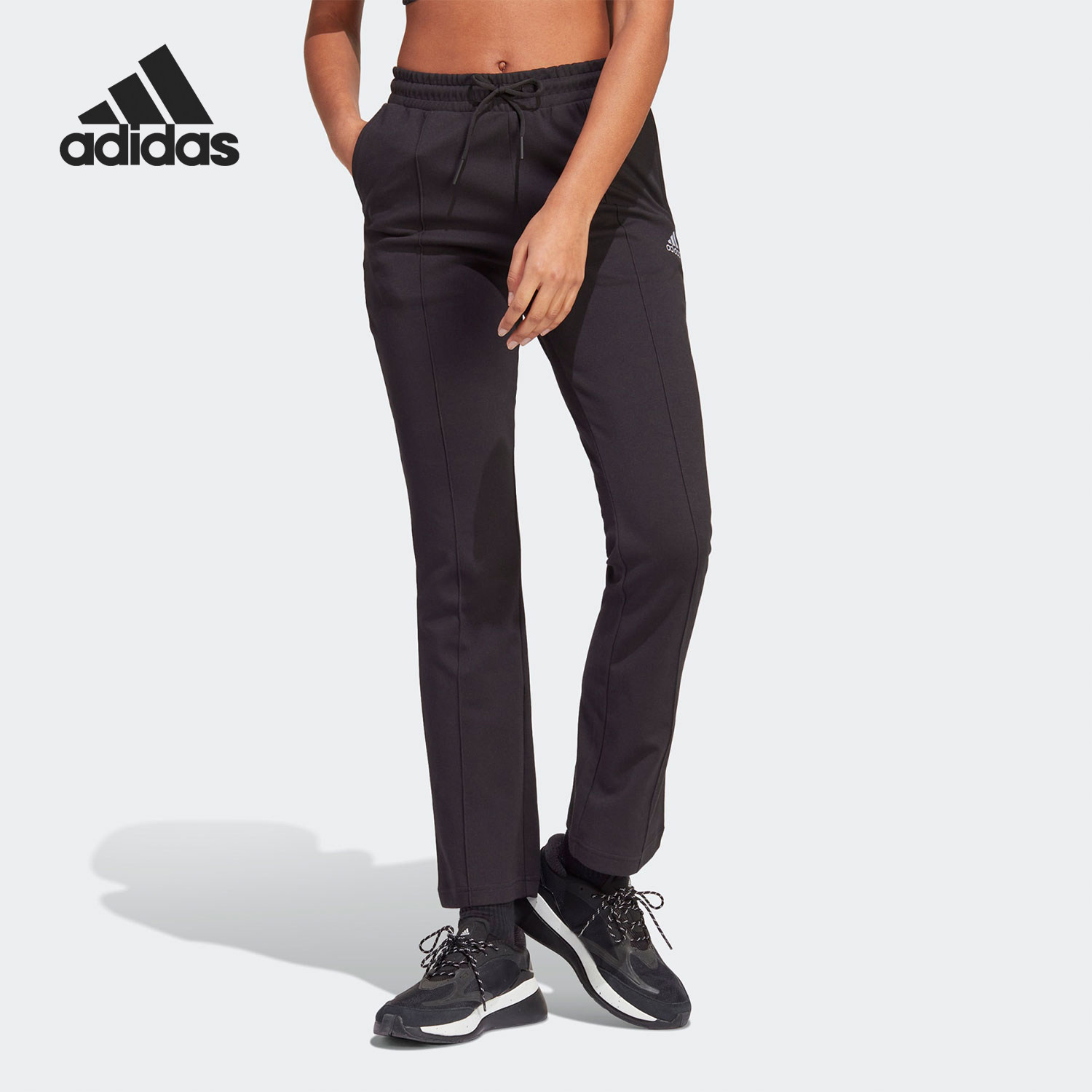 Adidas/阿迪达斯官方正品新款女士高腰透气休闲运动喇叭裤IC6618