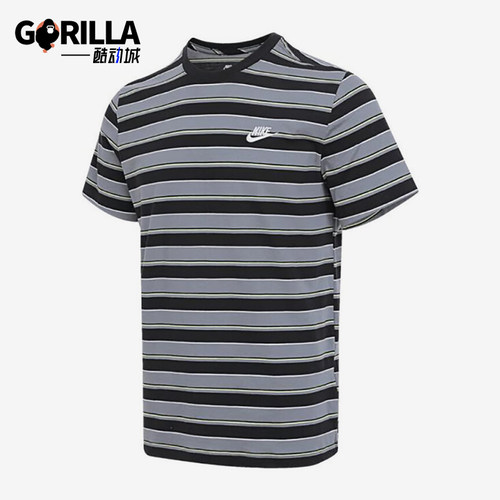 Nike/耐克正品2025夏季款男士条纹透气经典宽松短袖HJ0551-010