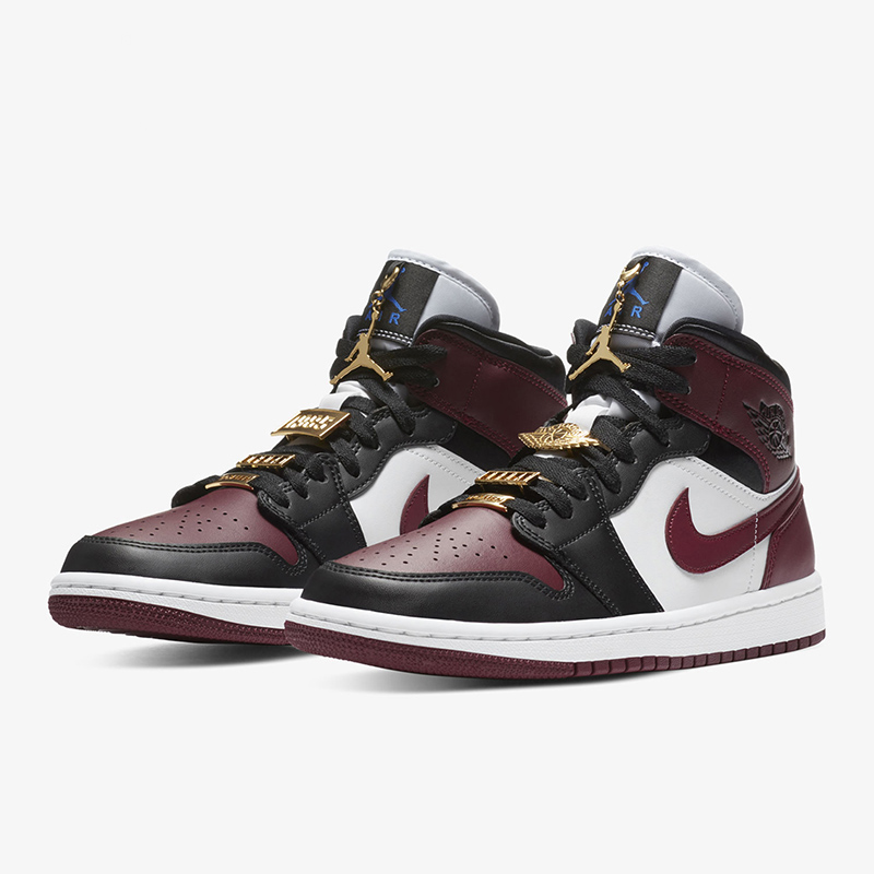 Nike/耐克正品Air Jordan 1 Mid AJ1 黑红白女子中帮篮球鞋CZ4385