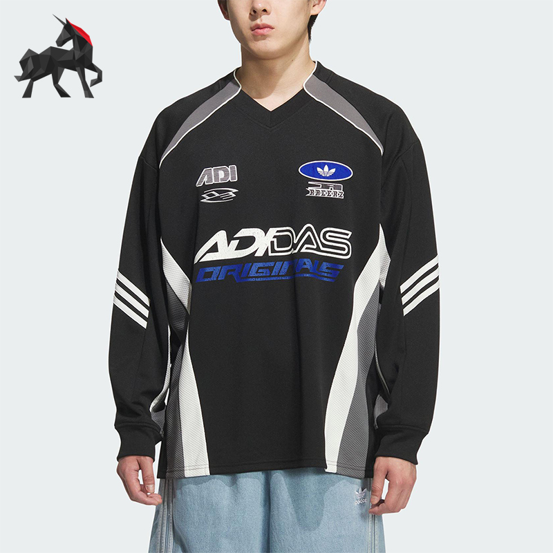 Adidas/阿迪达斯正品三叶草男士运动宽松赛车风印花长袖KF5155