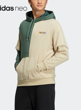 Adidas/阿迪达斯正品Neo系列男女拼色套头长袖运动卫衣HN4726