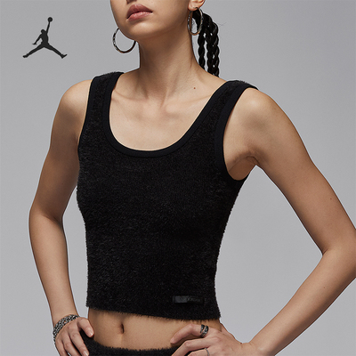Nike/耐克正品JORDAN女士休闲针织短款露脐透气背心HQ9172-010