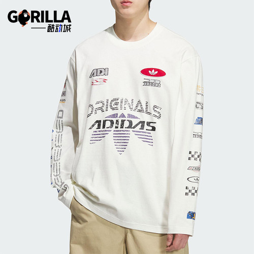 Adidas/阿迪达斯正品三叶草男士透气宽松运动赛车时尚长袖KH1200