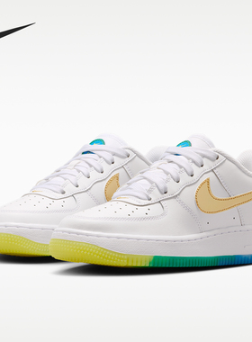 Nike/耐克正品AirForce1新款儿童白金色休闲经典运动鞋IR3538-100