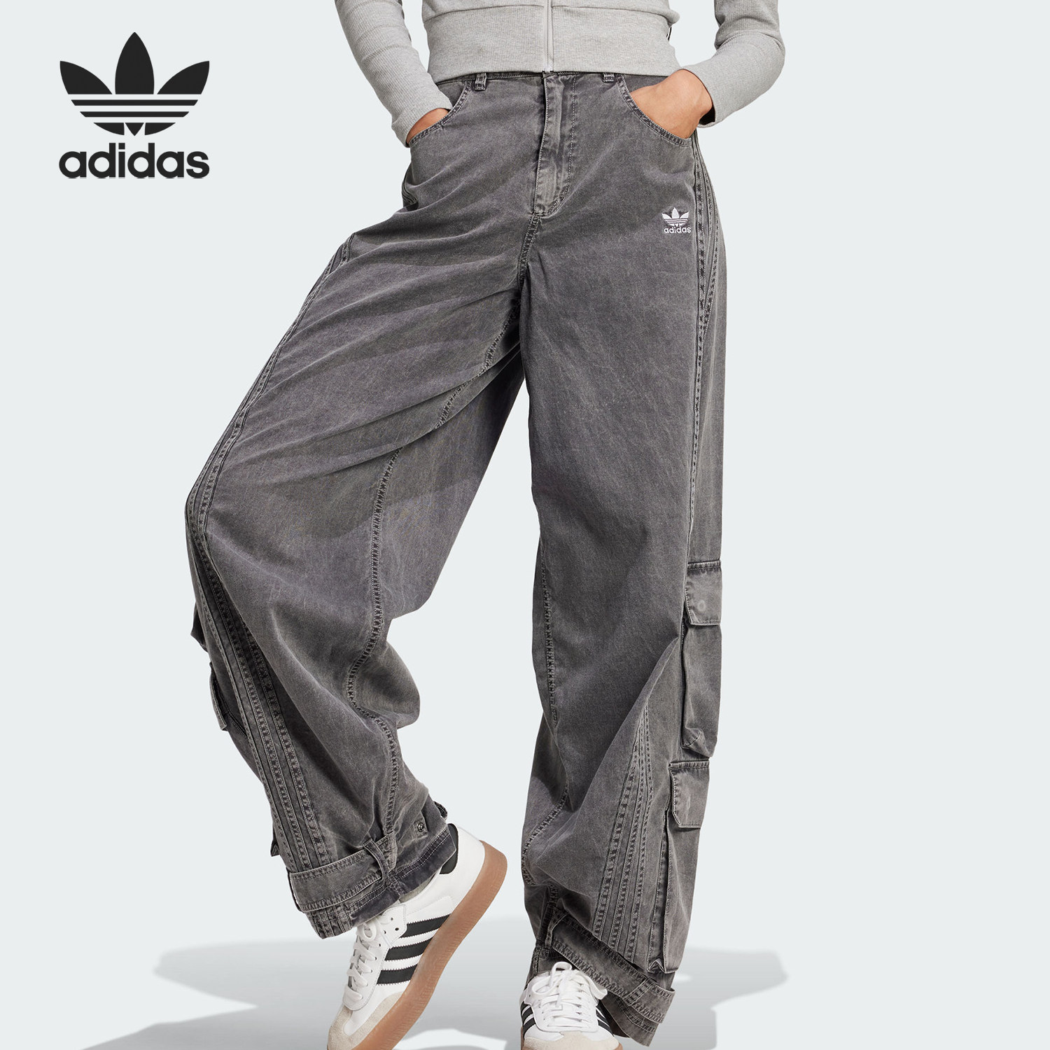 Adidas/阿迪达斯正品三叶草女士复古工装时尚长裤JM9266,运动服/休闲服装,运动长裤,淘宝优惠券,粉丝福利购,淘宝优惠卷