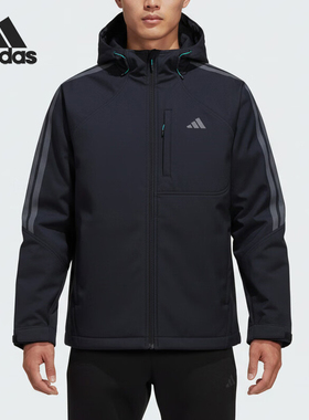Adidas/阿迪达斯正品Softshell男士连帽经典拉链软壳外套KR2498