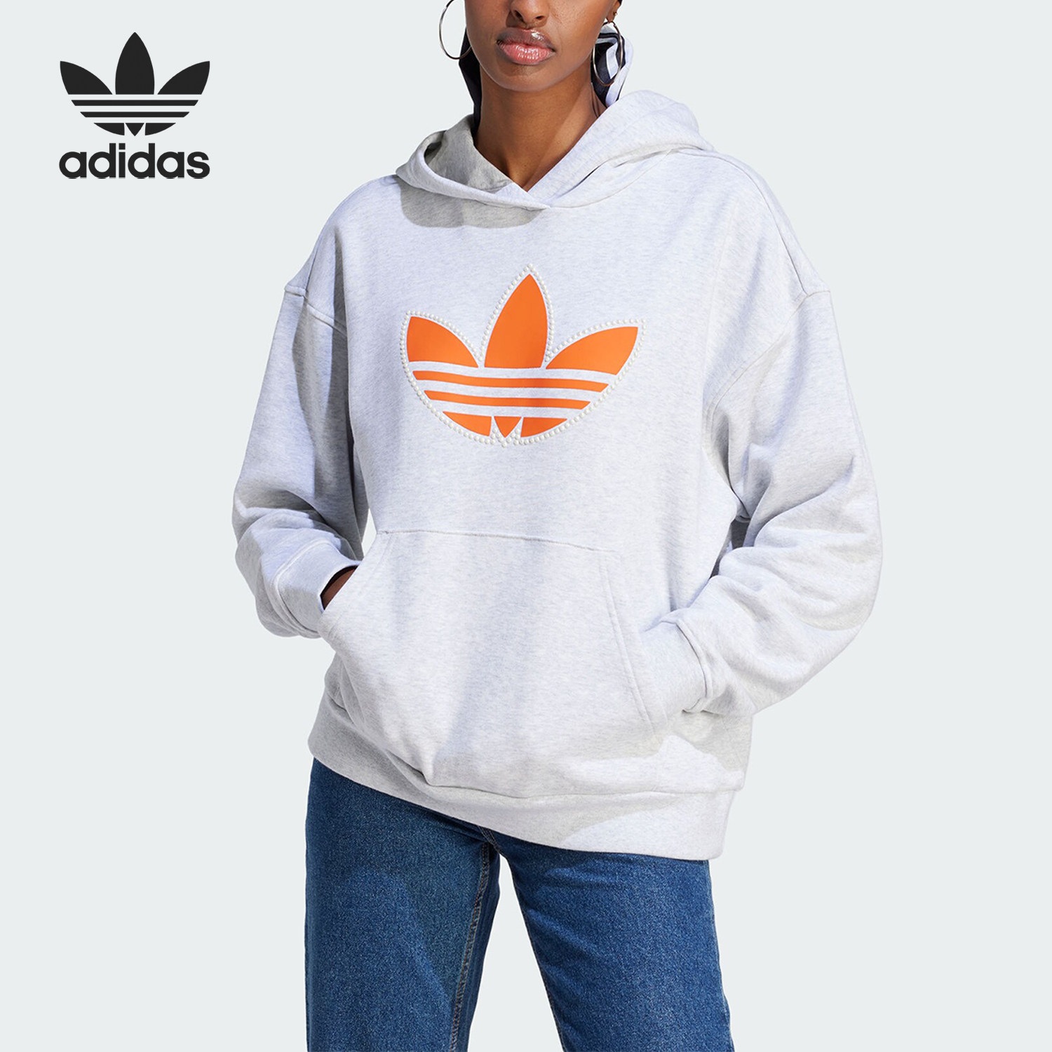 Adidas/阿迪达斯官方正品三叶草女子毛圈布连帽运动卫衣II5602