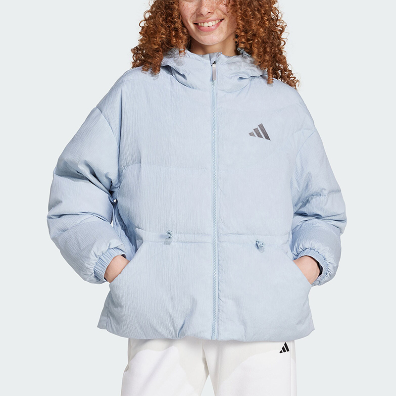 阿迪达斯女士保暖连帽鸭绒羽绒服