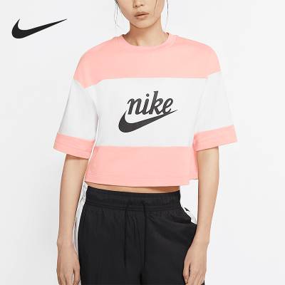 Nike/耐克正品夏季新款女士拼接短款透气运动短袖CK1302-101