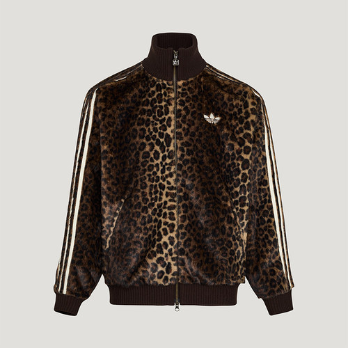 Adidas/阿迪达斯正品三叶草男女休闲立领针织豹纹运动外套KU9407