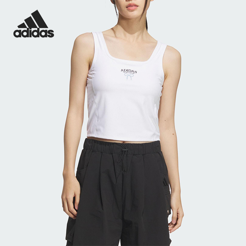 Adidas/阿迪达斯正品2025夏季款女士休闲短款修身简约背心KE5798