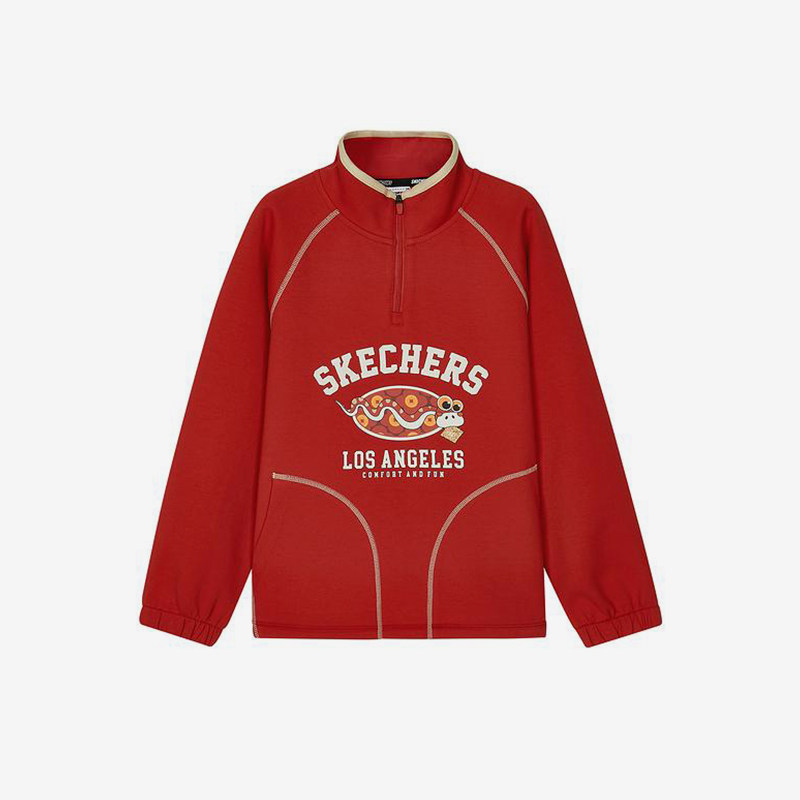Skechers/斯凯奇正品春秋款儿童针织拉链口袋套头卫衣L125B049