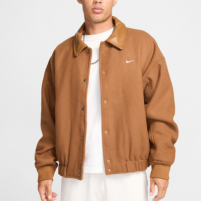耐克男士复古运动翻领单排扣外套