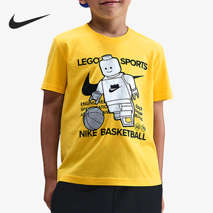 印花短袖 Nike 耐克正品 2025小童透气日常休闲圆领时尚 719 IQ5351