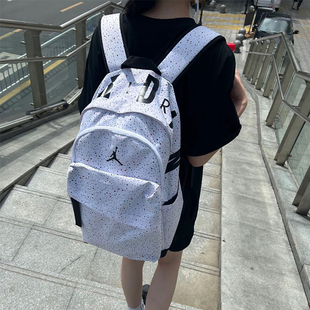 Jordan白色双肩包学生书包耐克正品aj大容量旅行训练收纳运动背包