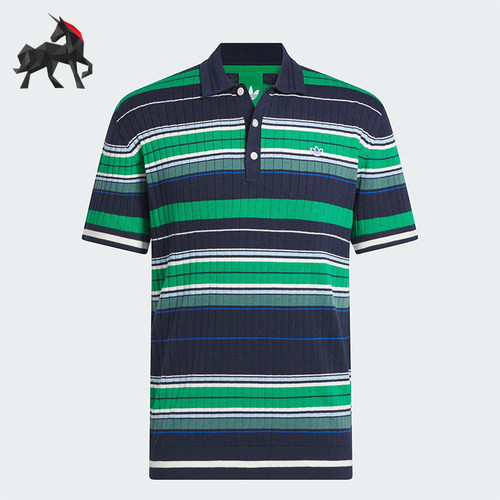 Adidas/阿迪达斯正品三叶草男士翻领高尔夫针织条纹POLO衫JW9861