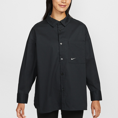 Nike/耐克正品春秋女宽松长袖T恤纽扣运动经典休闲衬衫HJ0716-011