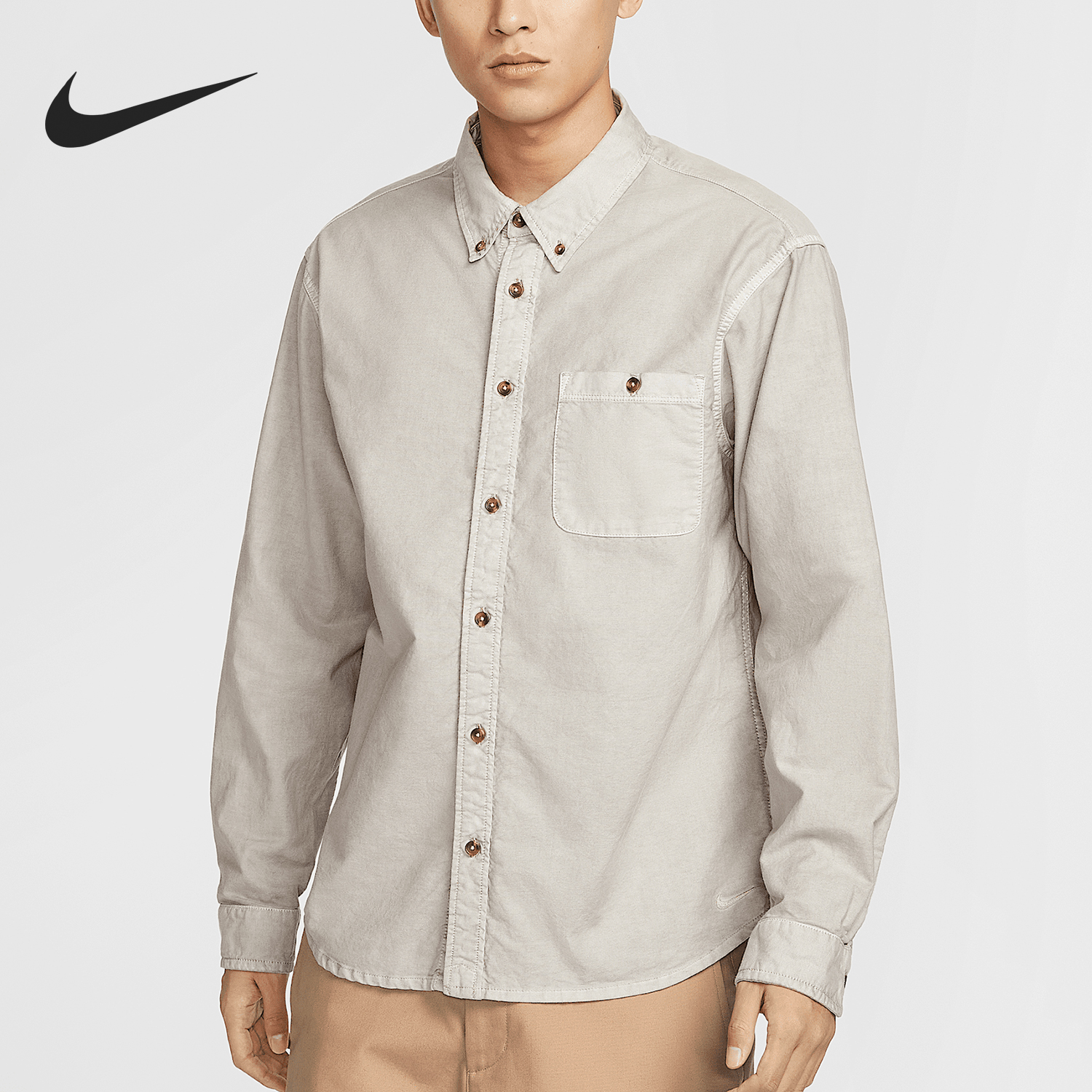 耐克男士翻领透气宽松休闲衬衫