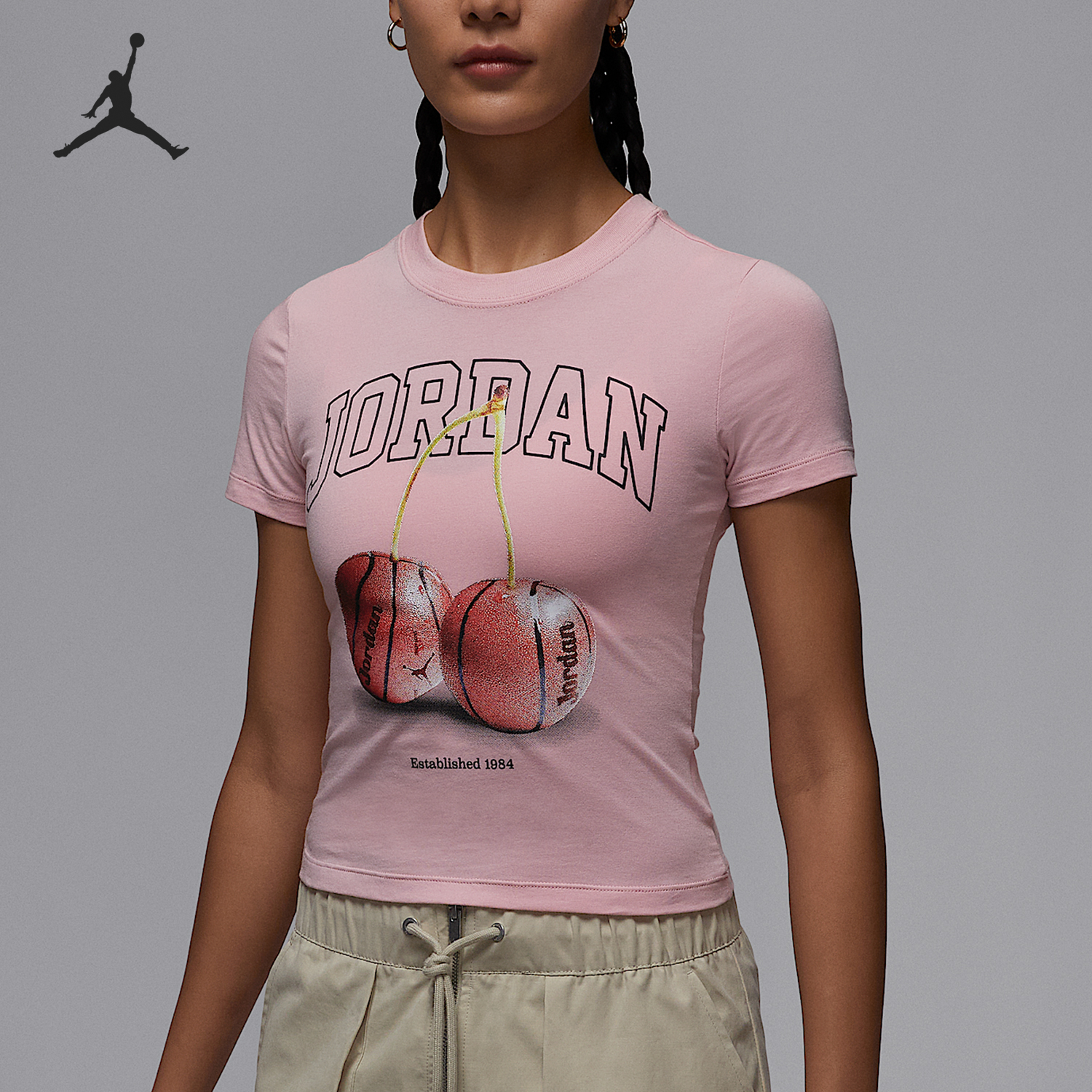 Nike/耐克正品Jordan女士圆领时尚印花修身运动短袖IH2532-630
