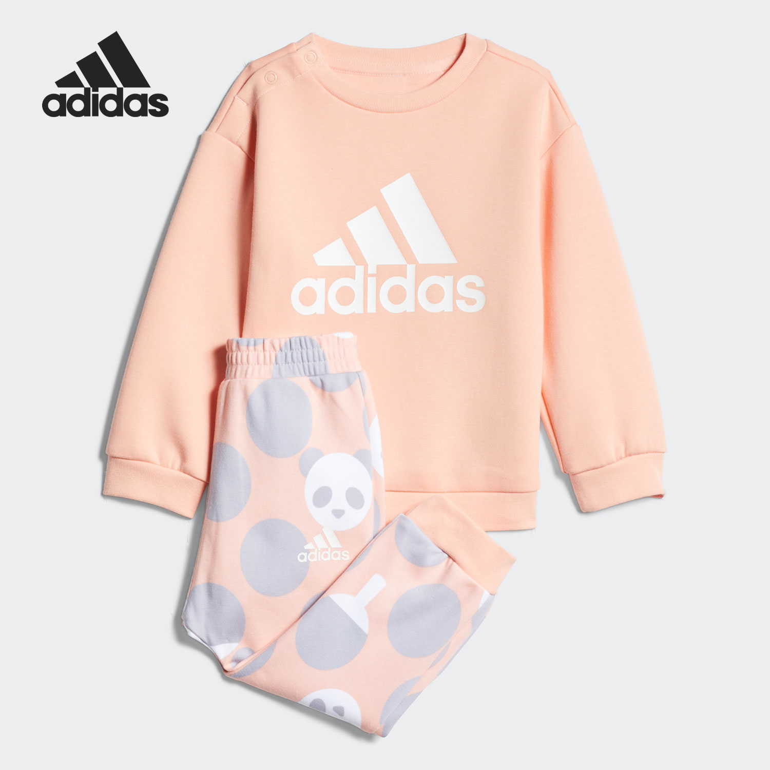 Adidas/阿迪达斯正品女童新款婴童宝宝熊猫图案运动套装GP0346