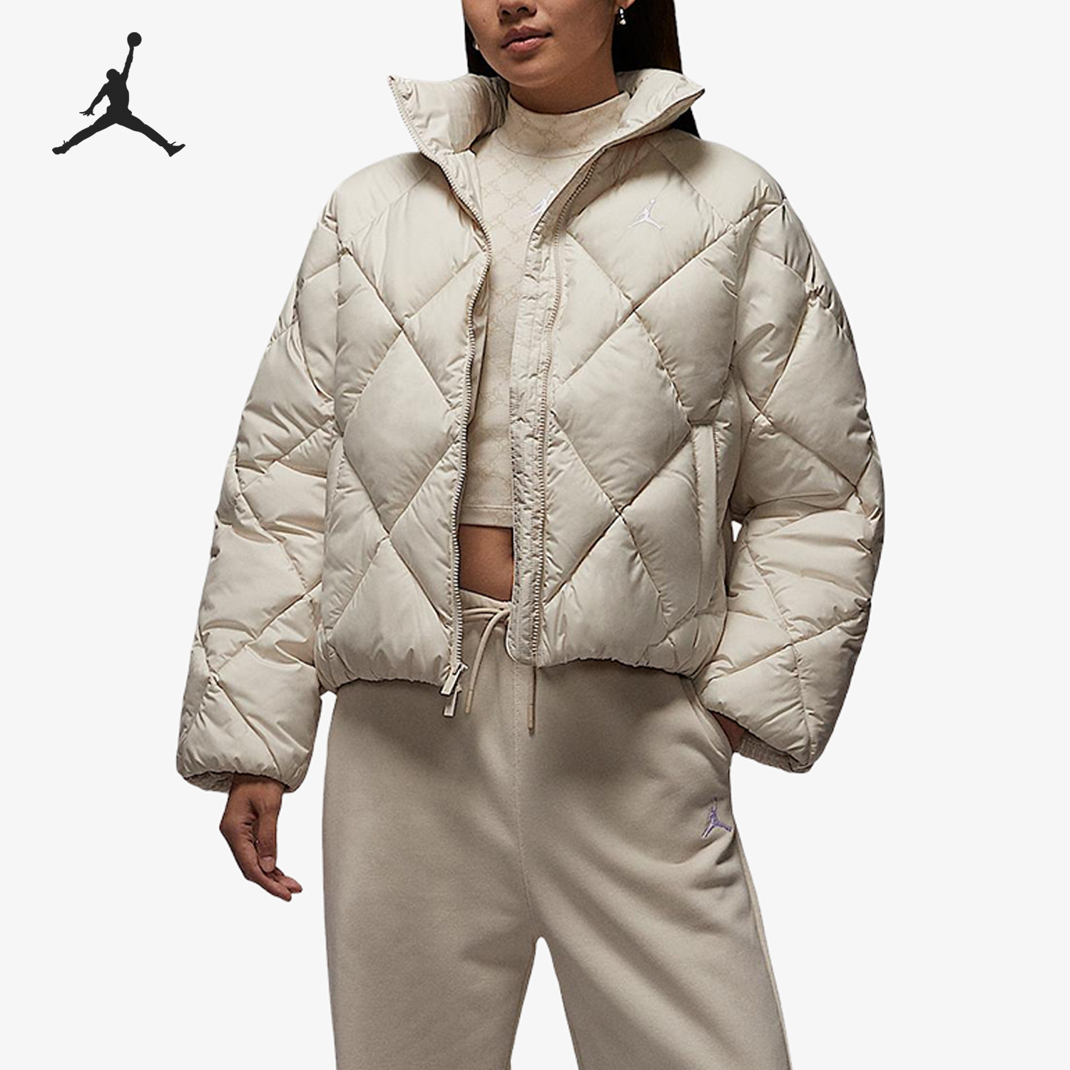 Nike/耐克官方正品JORDAN女士时尚立领日常休闲棉服HV0418-104