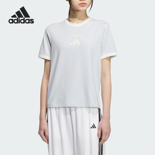 女士针织圆领透气短袖 Adidas 款 阿迪达斯官方正品 KC0060 2025夏季