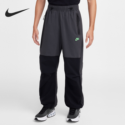 耐克男士拼接休闲宽松运动长裤