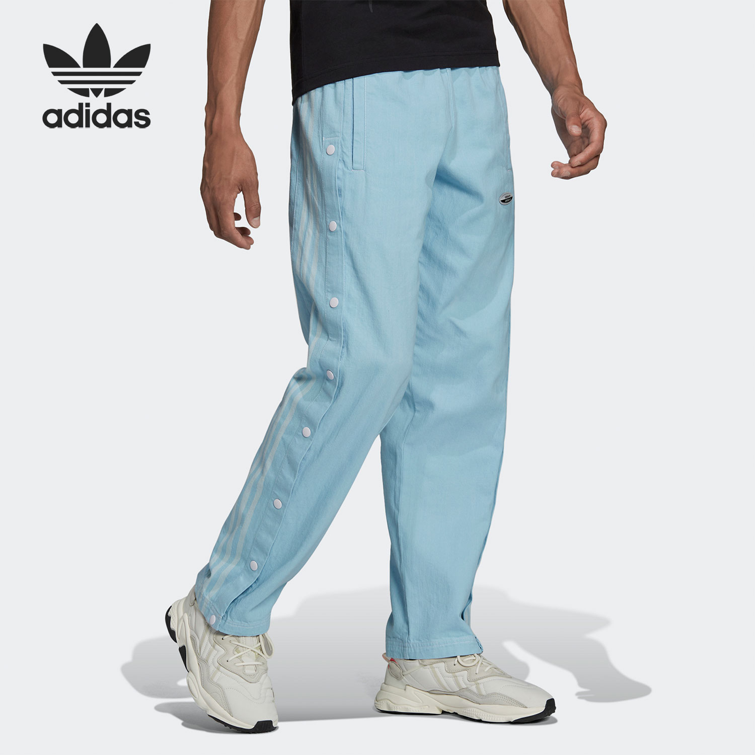 adidas/阿迪达斯官方正品三叶草男子休闲排扣运动牛仔长裤 hc9499
