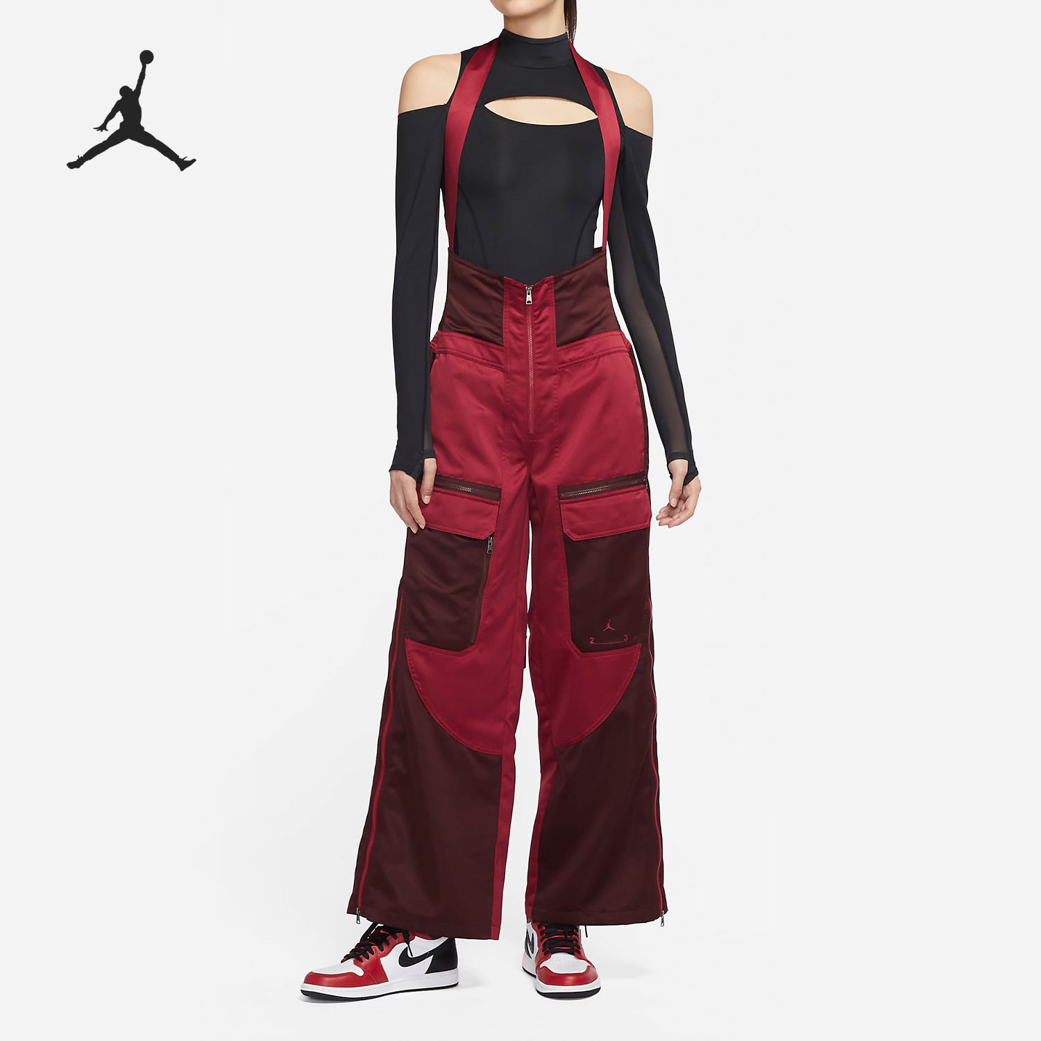 Nike/耐克正品休闲女子时尚运动宽松阔腿背带裤 DM5298-690