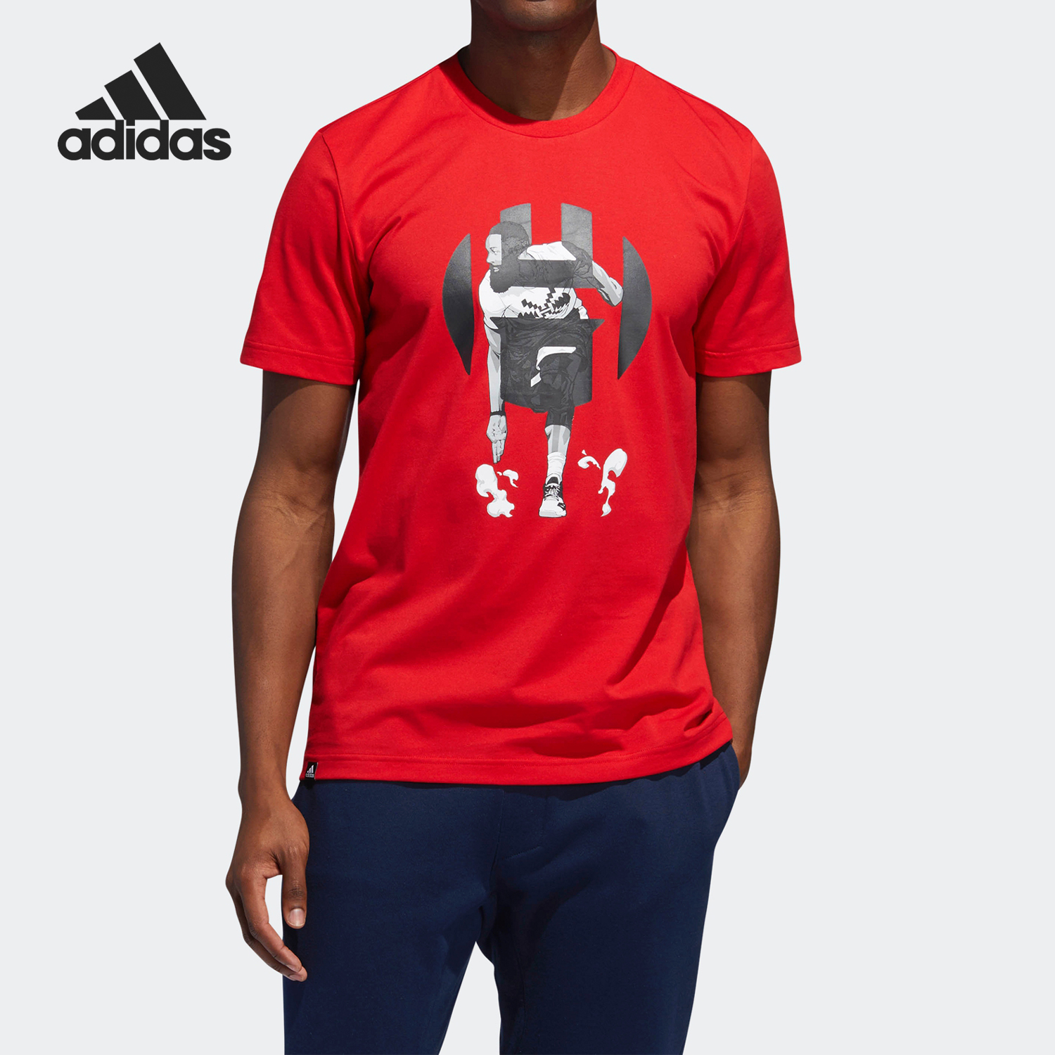 阿迪达斯官方正品领男恤篮球