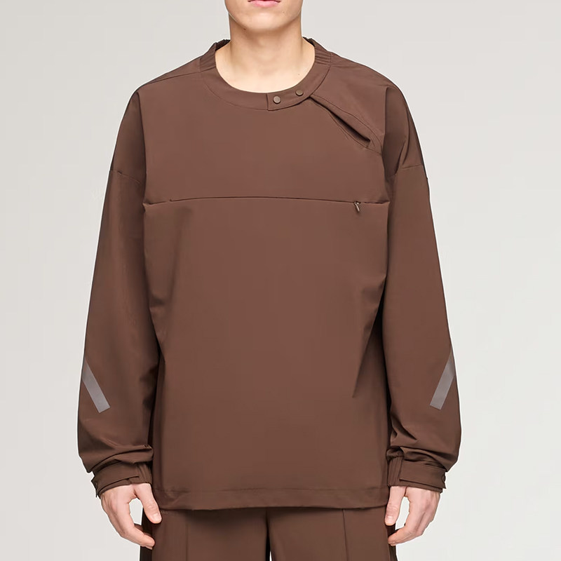Adidas/阿迪达斯正品男棕色半拉链宽松日常经典休闲卫衣KD3494